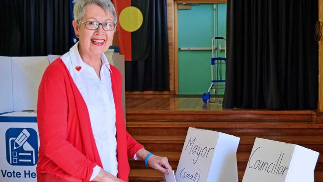 Councillor Jenny Dowell voting for the last time as Mayor of Lismore. . Picture: Mia Armitage