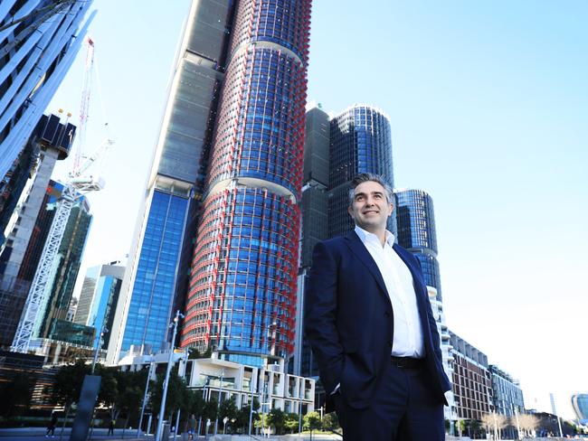 8/9/21: Lendlease CEO & MD Tony Lombardo at Barangaroo in Sydney which was built by Lendlease. John Feder/The Australian.