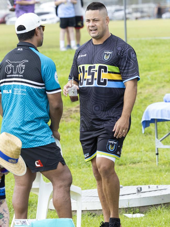 He was in good spirits on the sidelines. Picture: Richard Walker