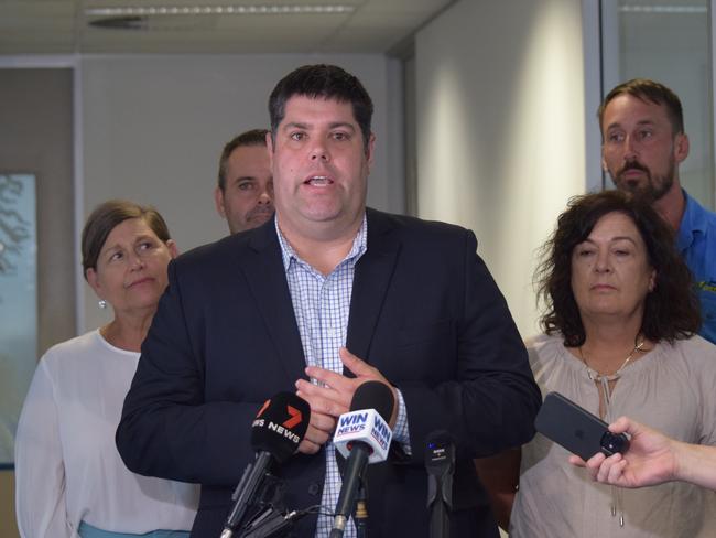 Minister for Transport and Main Roads Brent Mickelberg speaking on Townsville on Wednesday. Picture by Nikita McGuire