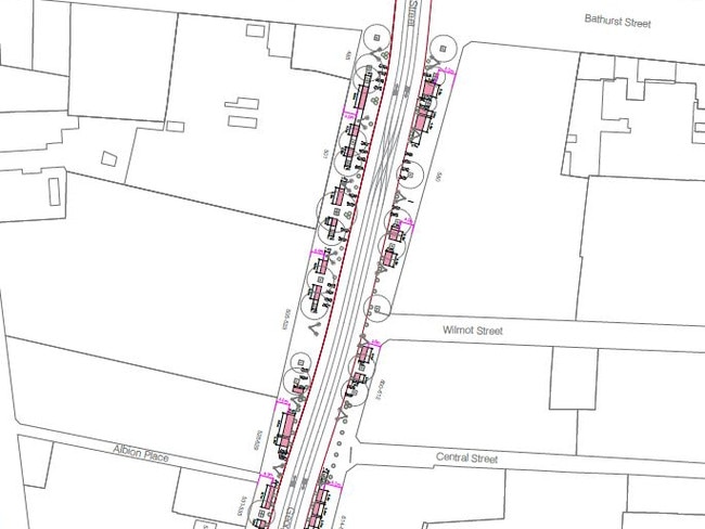 A map of the outdoor dining proposals along George Street. Picture: Supplied