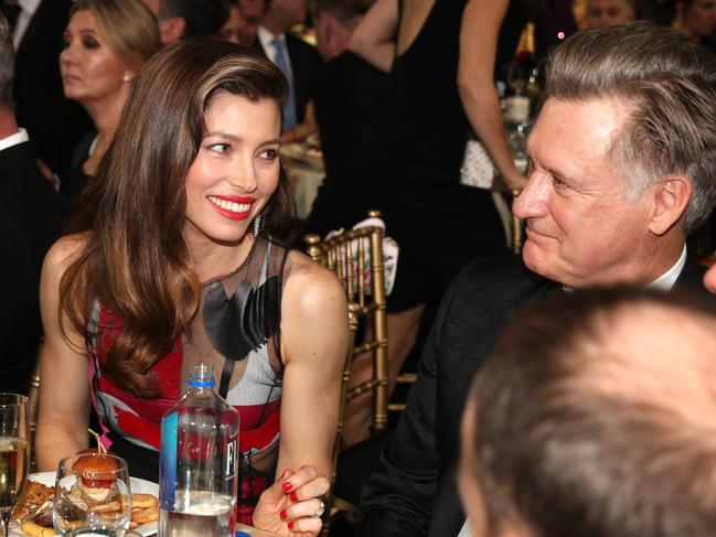 Jessica Biel and Bill Pullman attend The 23rd Annual Critics’ Choice Awards at Barker Hangar on January 11, 2018 in Santa Monica, California. Picture: Getty