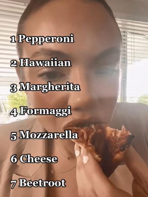 Ms Webster tried seven different frozen pizzas she bought from Aldi. Picture: TikTok/@emilyclairwebster