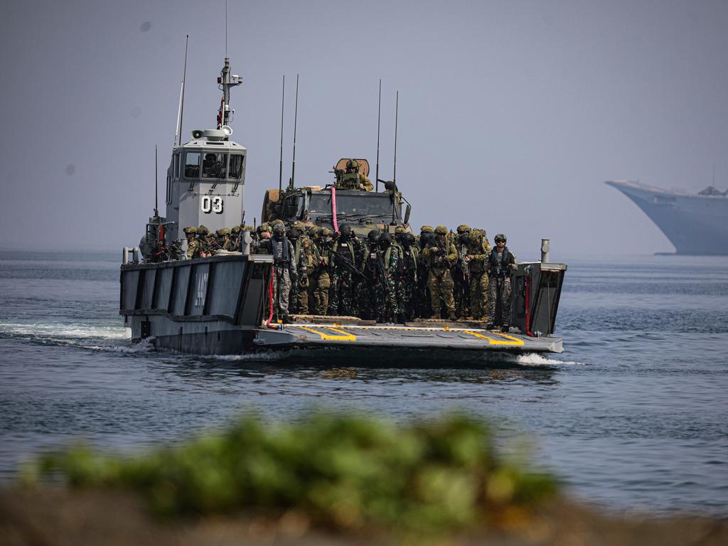 The Australian Defense Force (ADF) and Indonesian Armed Forces (TNI) conducted Exercise Keris Woomera at Banongan Beach, East Java, Indonesia, November 13, 2024. The joint exercise is an amphibious landing exercise involving 2,000 military personnel from both countries, as well as amphibious ships, tanks, aircraft and helicopters. Picture: Agvi Firdaus