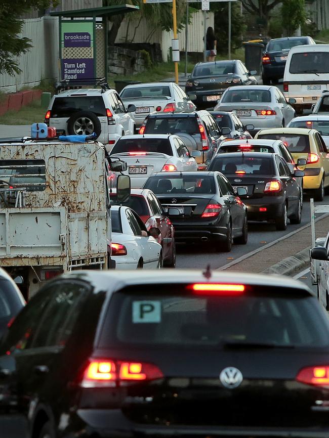 Traffic on Kelvin Grove Road in Brisbane. Picture: Jono Searle