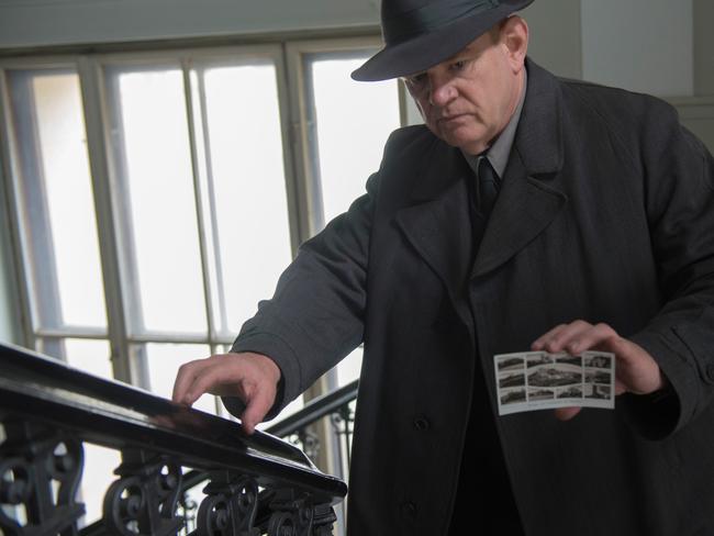 Brendan Gleeson who portrays Hans Quangel with an anti-Nazi postcard.