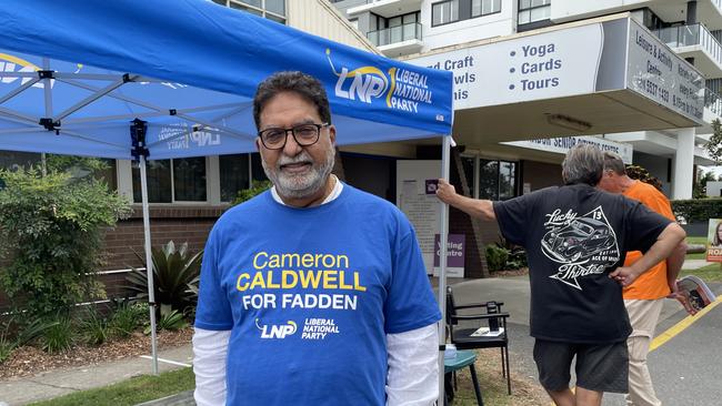 Volunteering for LNP contender Cameron Caldwell at the Labrador Community Centre was Pushpinder Oberoi. Picture: Kathleen Skene