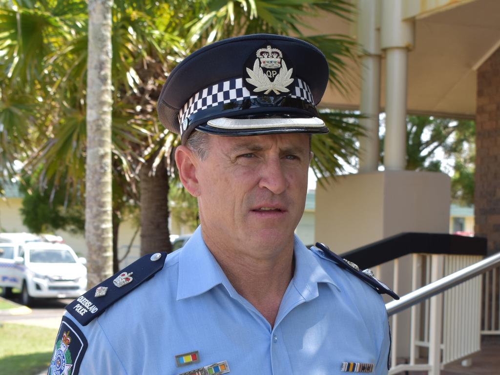 Sunshine Coast District Officer, Superintendent Craig Hawkins at a press conference outside Kawana Waters Police Station.