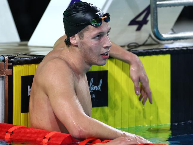 An exhausted Matthew Galea after his 1500 metres freestyle. Picture: Quinn Rooney/Getty Images