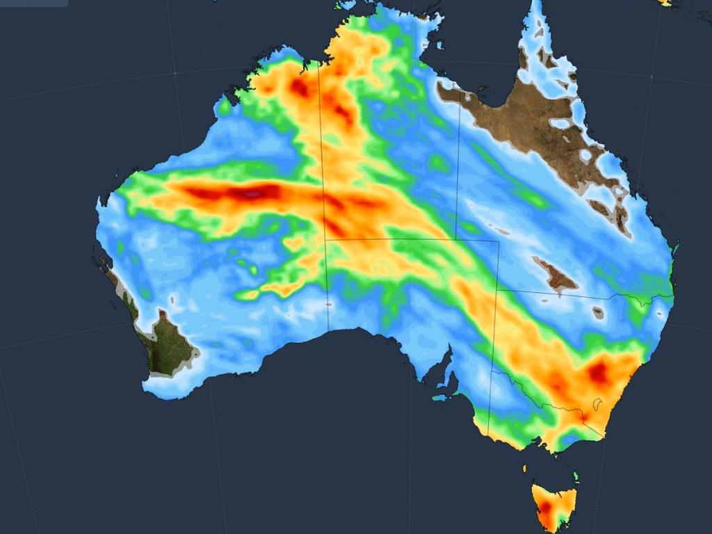 Rainfall totals over the coming week for Australia. Picture: Supplied / Weatherzone