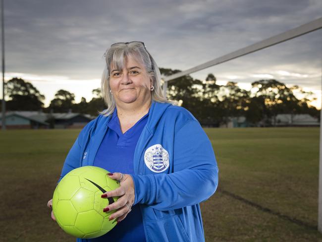 Canterbury Bankstown Express - Eve Nembotakis (45 years old, pictured, Vice President of Woodville Wanderers FC formerly Villawood FC) has been nominated for Service to Sport (Junior Sports Star bizzo), photographs taken of Eve at Thurina Park, Lowana Street, Villawood NSW Australia