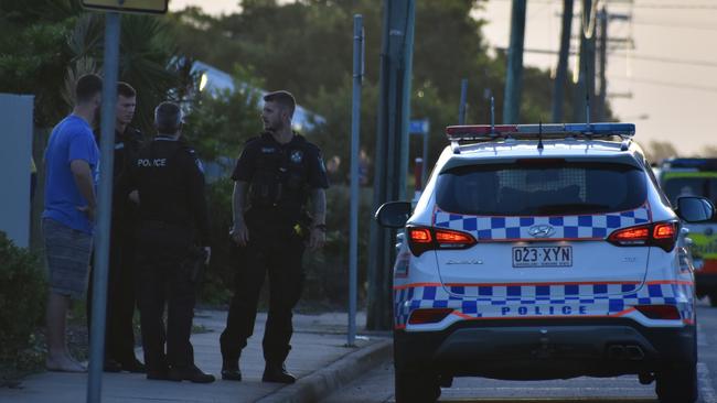 Police interviewed witnesses outside Proserpine State High School after the arrest of a naked man on April 28.