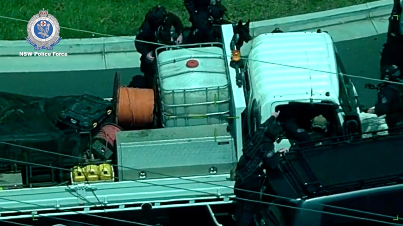 Officers from the Tactical Operations Unit deployed special weapons and equipment to end the chase. Image supplied by NSW Police Force