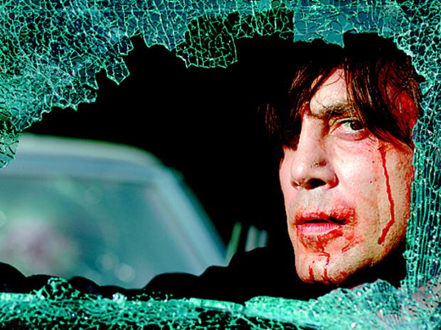 Actor Javier Bardem in scene from film "No Country For Old Men". /Films/Titles/No/Country/For/Old/Men