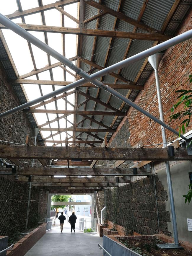 A covered walkway linking Malop St and Dennys Place (Lt Malop St restaurant precinct) is an example of how parts of Market Square could become activated, including new retail and food opportunities. Picture: Mark Wilson