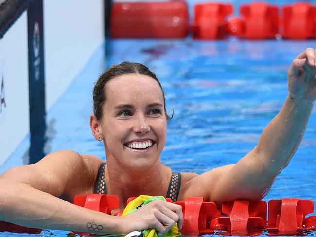 Bound for Paris! Emma Mckeon won gold in the women's 100m freestyle final in Tokyo. Picture: Getty Images