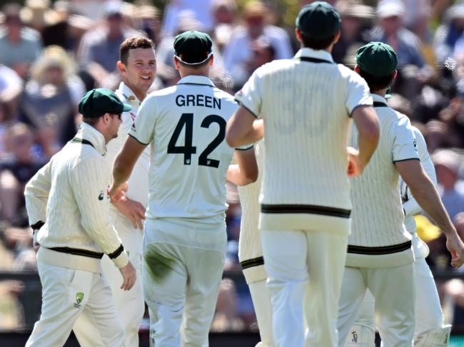 Josh Hazlewood has dismissed Rachin Ravindra twice in his past three innings. Picture: Getty Images