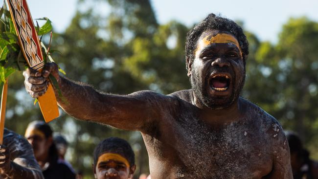 Gurrmuy homeland dance at day one of Garma Festival on Friday August 2023. Picture: Pema Tamang Pakhrin