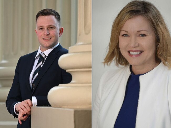 ***USE THIS VERSION ***Geelong council mayor Trent Sullivan, left, and acting CEO Kaarina Phyland, right