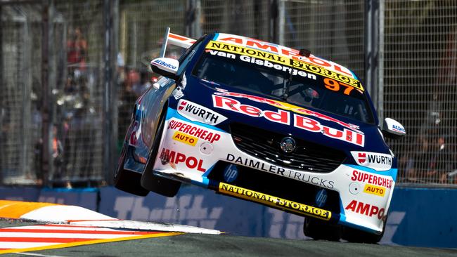 Shane van Gisbergen takes a corner at speed in his Gen2 #97 Red Bull Ampol Holden Commodore ZB during the Gold Coast 500 round of the 2022 Supercars Championship Season at on October 28, 2022 in Surfers Paradise, Australia. (Photo by Daniel Kalisz/Getty Images)