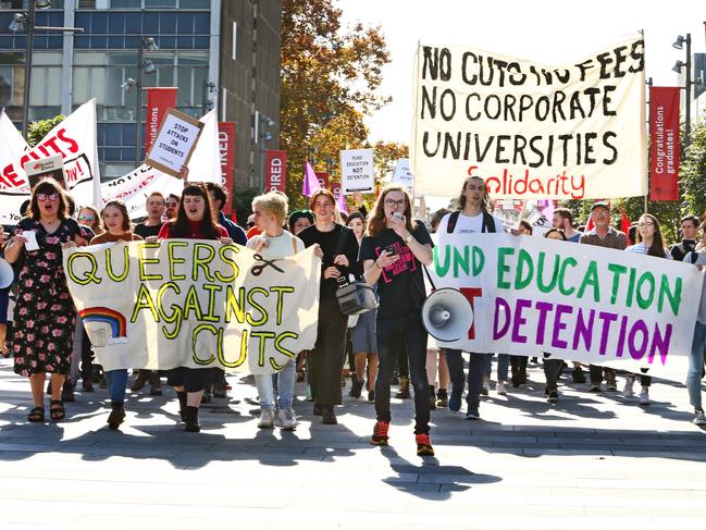 University of Sydney students protest in 2018. Picture: Richard Dobson