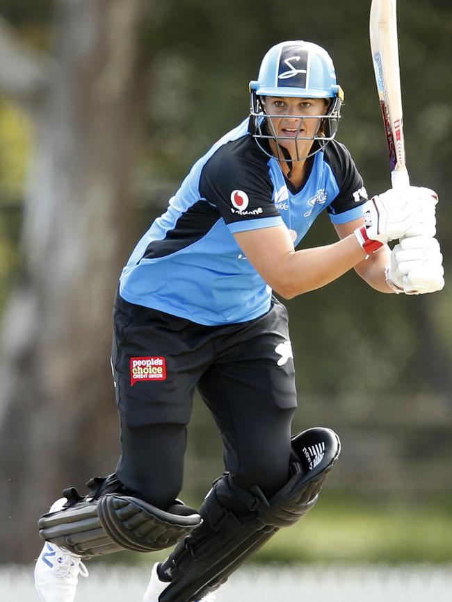 Strikers captain Suzie Bates in action during a trial game against the ICC Women’s Global Development Squad in Melbourne. Picture: DARRIAN TRAYNOR/GETTY IMAGES