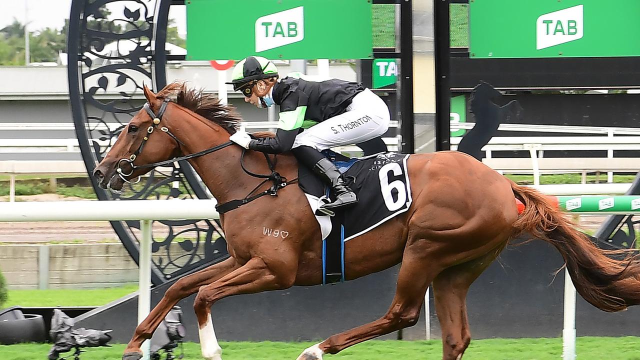 Secret Tales winning at Eagle Farm. Picture: Trackside Photography