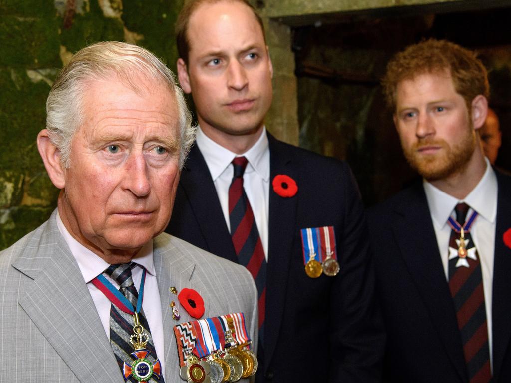 The princely brothers and their father in 2017. Picture: Tim Rooke – Pool/Getty Images