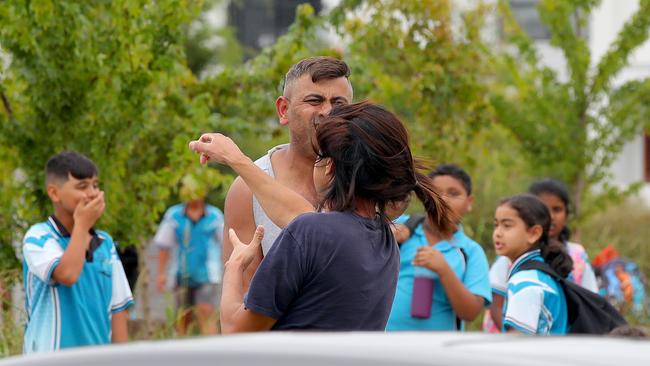 Dramatic scenes have unfolded on the school run in western Sydney with horrified children watching on as two dads came to blows outside the front gate. Picture: Toby Zerna