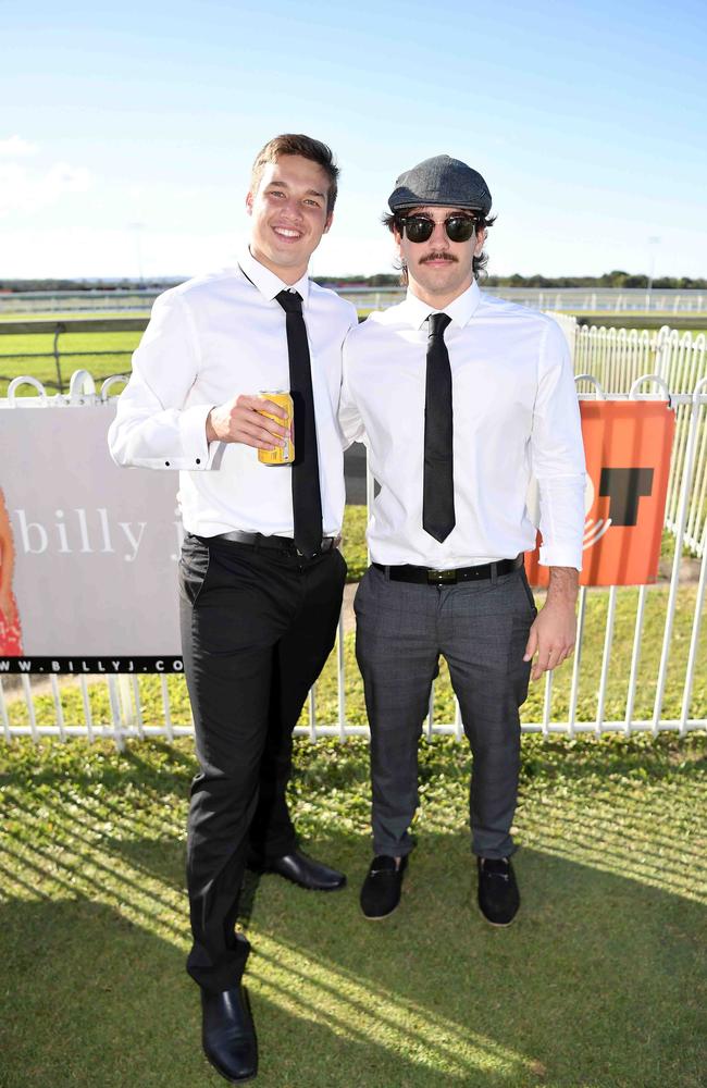 Jack Day and Jack Bowtell at Ladies Oaks Day, Caloundra. Picture: Patrick Woods.