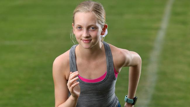 Distance runner Isabella Harte, 15, is the Under 16 3km and Cross-country 4km National Champion, Ascot. Photographer: Liam Kidston.