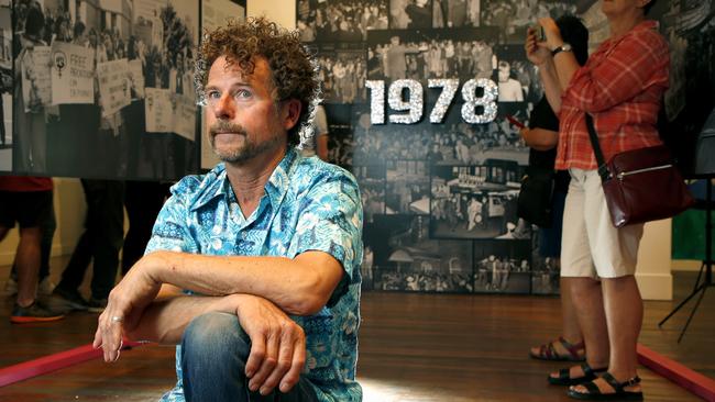 Jim Caruthers is a '78er from the original Mardi Gras, and is telling his story of the first parade at The National Art School's Museum of Love and Protest Exhibition. Photo: Chris Pavlich/The Daily Telegraph. Picture by Chris Pavlich for The Daily Telegraph