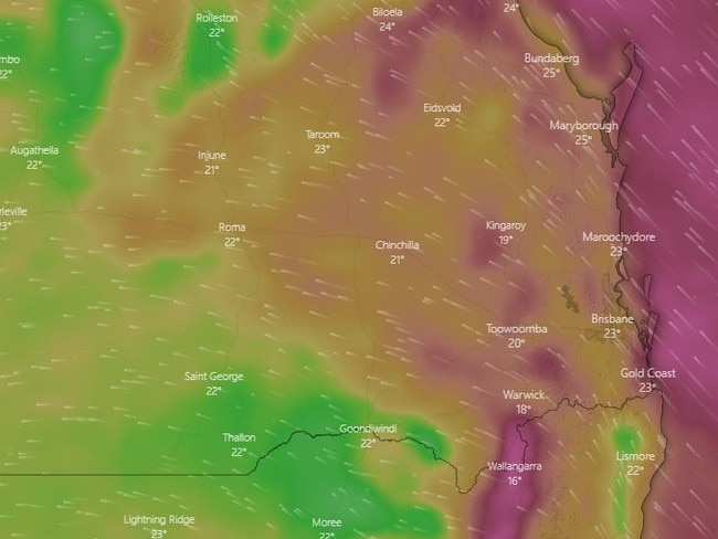 Wild winds are forecast for South East Queensland over the next four days. Picture: Windy