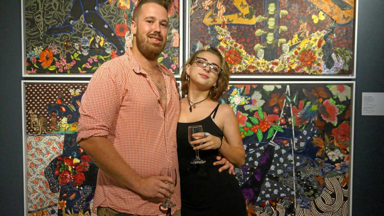 James Barnier, of Lismore, with oil painter Ruby Ashburner, of Lismore. Picture: Alina Rylko