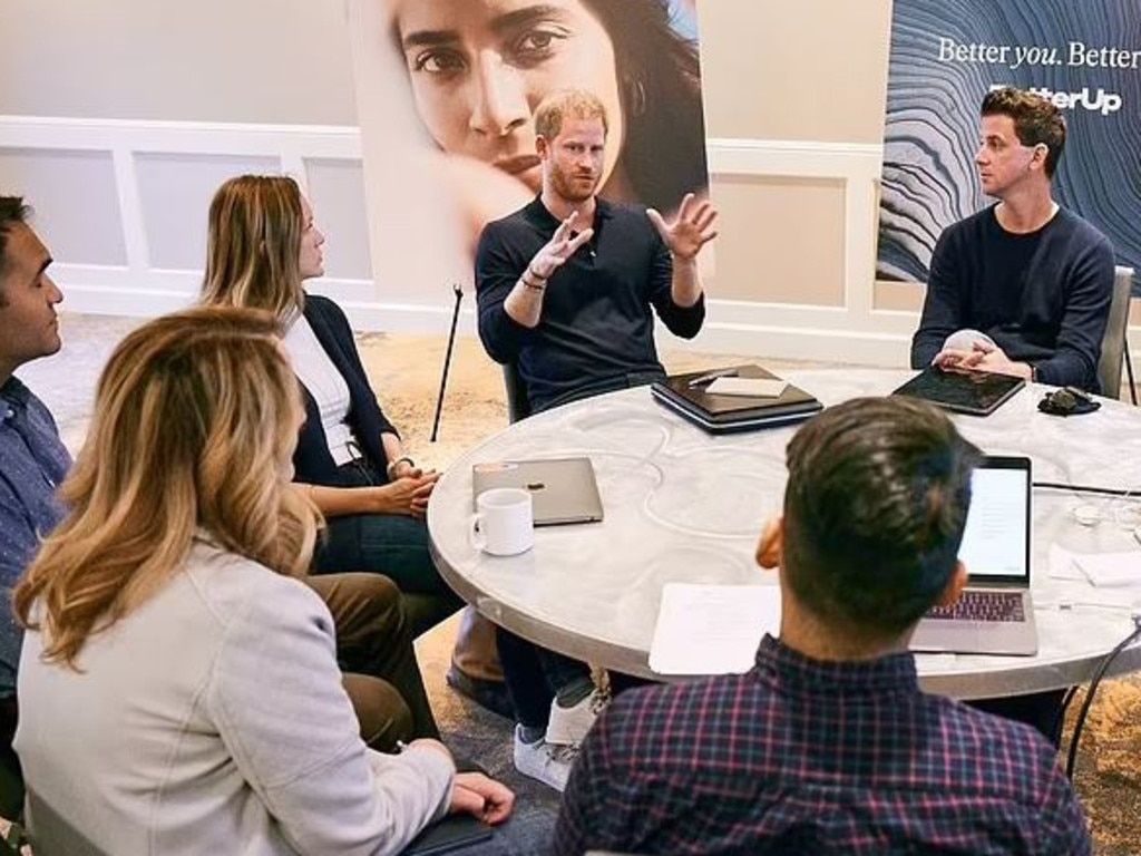 Prince Harry speaking about mental health at a BetterUp conference. Picture: Supplied