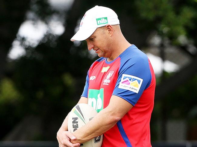 SUNDAY TELEGRAPH SPORT SPECIAL. MUST NOT BE PUBLISHED WITHOUT TALKING TO JAMES SILVER ST SPORTS EDITOR.  Knight's coach Nathan Brown cuts a lonely figure at training.   Picture by Peter Lorimer.