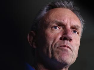 GOLD COAST, AUSTRALIA - AUGUST 15:  Coach Neil Henry speaks to the media during a Gold Coast Titans NRL press conference at Titans Headquarters on August 15, 2017 in Gold Coast, Australia.  (Photo by Chris Hyde/Getty Images)