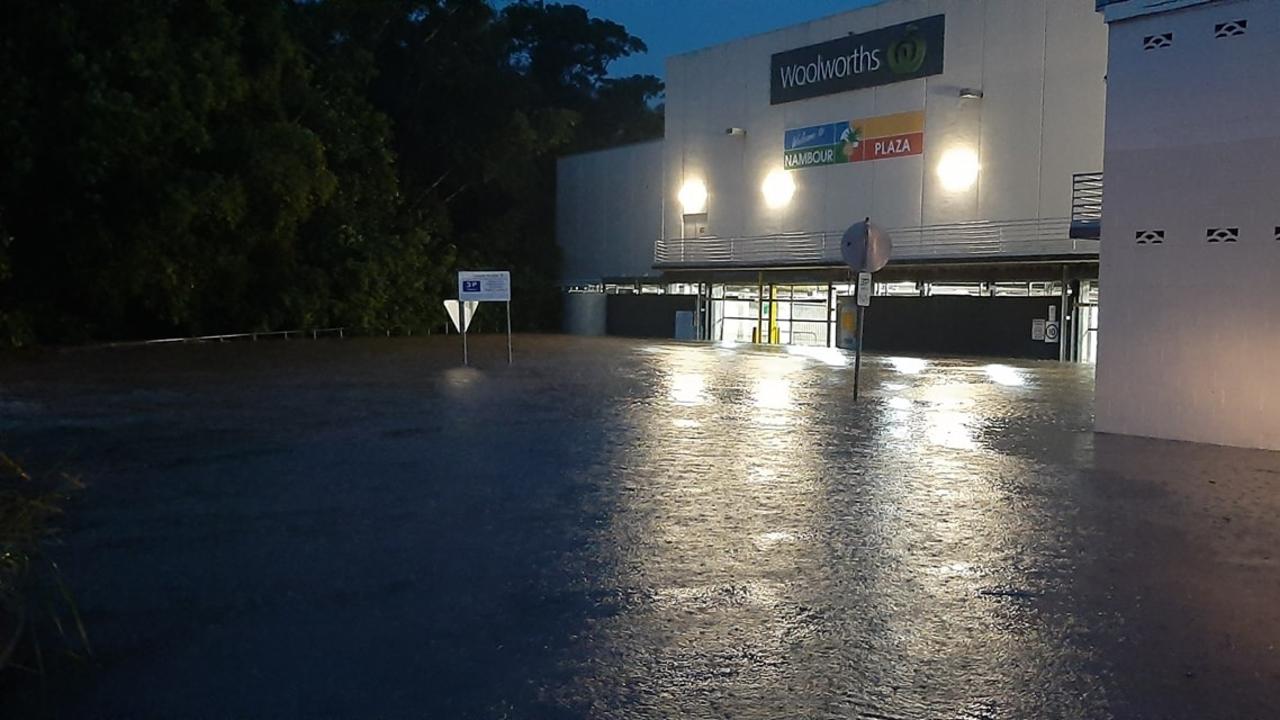 Overnight flooding in Nambour left this car park under water. Picture: Justin Jones