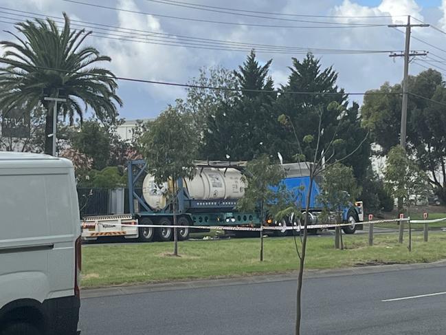 100L of arsenic spilled from a truck. Picture: Nilsson Jones