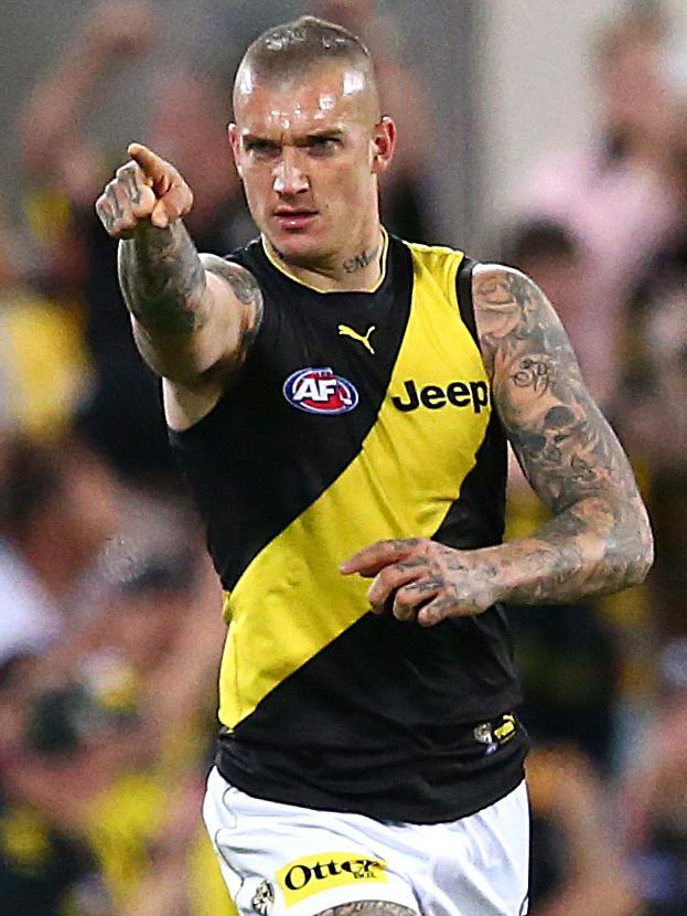 Dustin Martin reacts after kicking a goal. Picture: AFL Photos