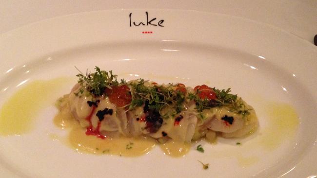 Scallop sashimi at Luke Mangan’s Salt Grill.