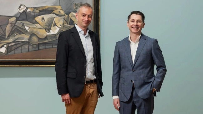 Dr Gabriel Montua, Head of the Museum Berggruen and Adam Lindsay, Deputy Director of the National Gallery of Australia, with Cézanne to Giacometti. Picture: supplied