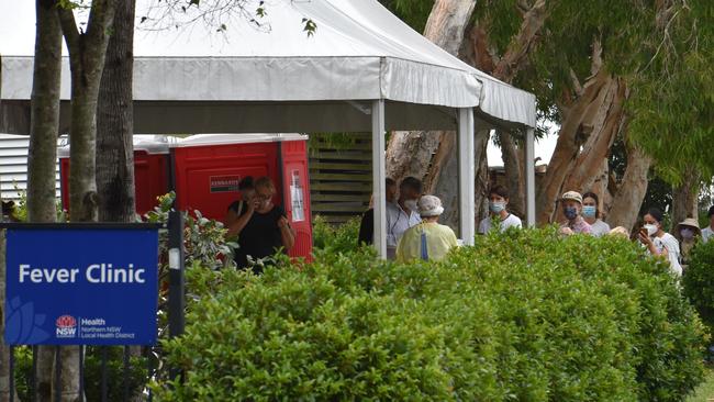 Residents queue at the Tweed Hospital for a Covid-19 test on January 7, 2022. Picture: Liana Walker