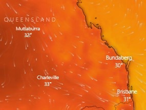 Temperatures expected to soar across Queensland (Photo: Windy.com)