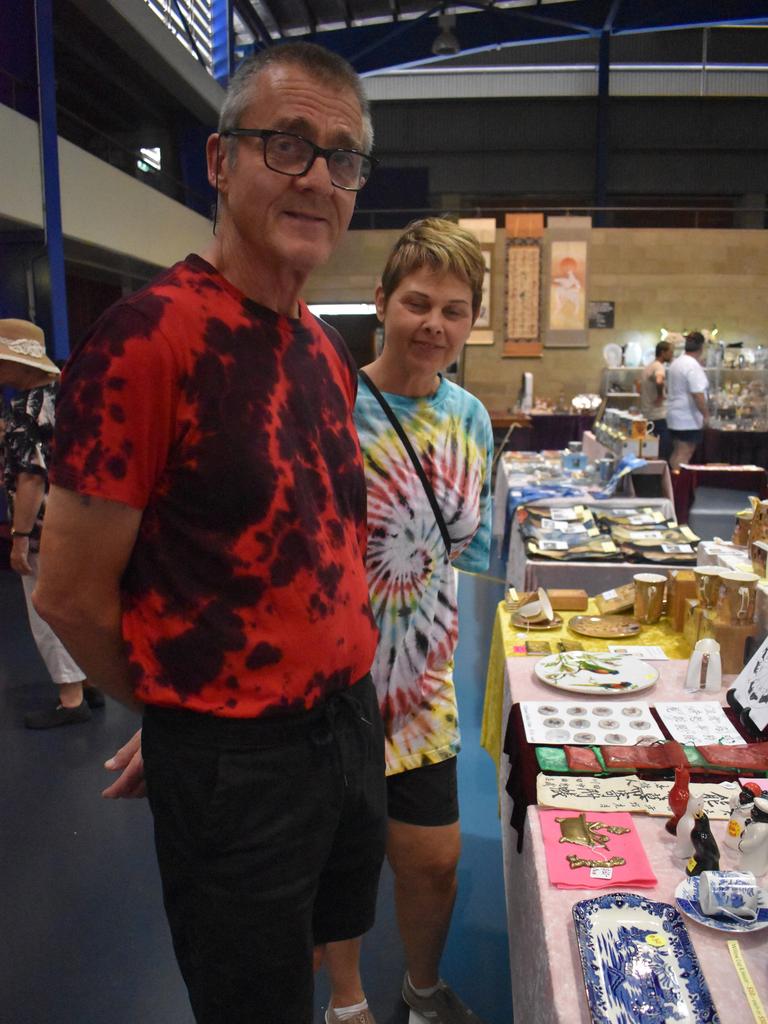 ANTIQUES: (L) Mark and Lisa Wood browse for treasures at the Fraser Coast Antique Collectable Fair. Photo: Stuart Fast