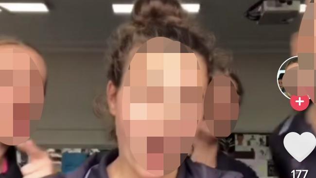 TikTok screengrabs of Australian school aged students recording and uploading during school hours and on school grounds using the hashtag #freeperiod.Picture: Various TikTok Accounts