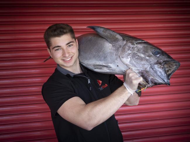 Antonio Muollo, the founder of Sydney’s first exclusive Sydney Fish Market delivery service, GetFish from DeCosti, is gearing up for another busy festive season. Picture: Quentin Jones