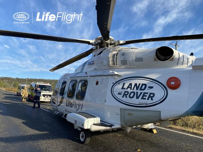 A man has been airlifted to hospital, in the Land Rover LifeFlight Special Mission Helicopter, after a serious single vehicle rollover, in the North Burnett region this morning (Sunday 13th June).