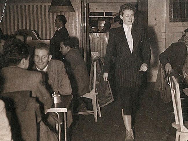 Val Eastwood at Val's Coffee Lounge, Bourke St, Melbourne, from Australian Lesbian and Gay Archives. Source: State Library Victoria