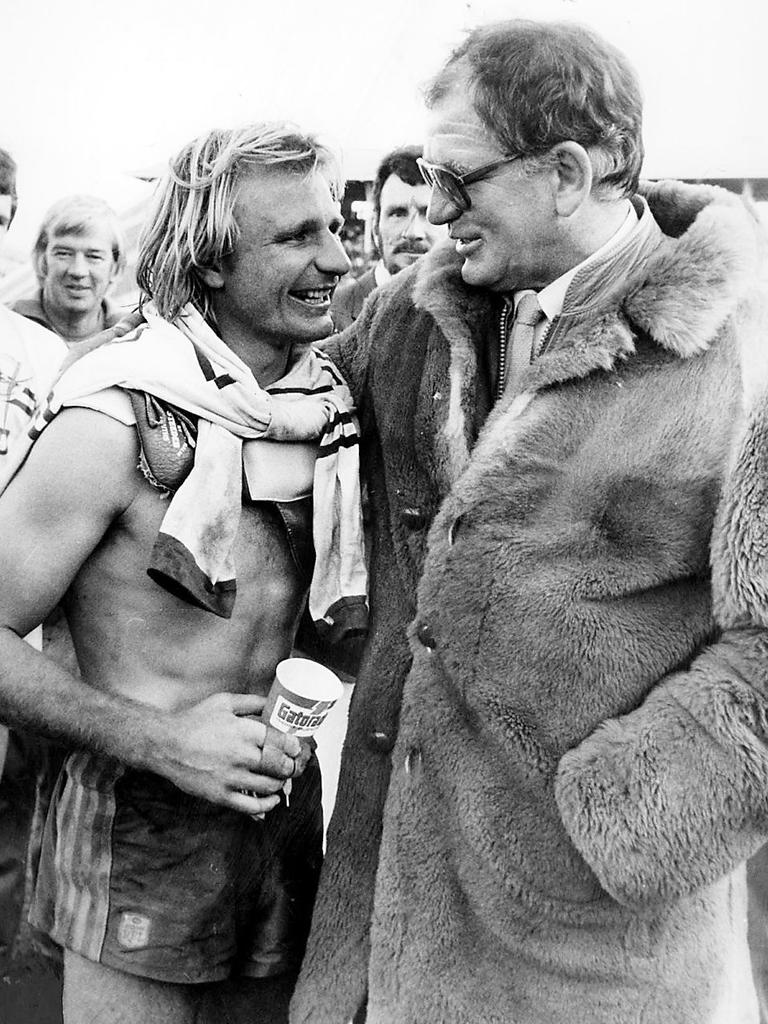 Jack Gibson, pictured with Peter Sterling after the 1983 grand final.